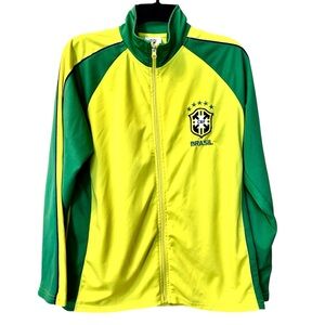 CBF Brasil Zip Up Men’s Jacket Sz XL Yellow & Green Soccer Football